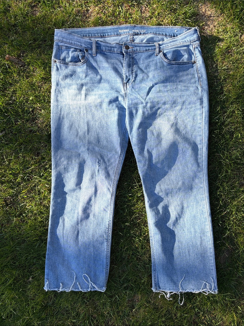 Old Navy Light Blue Mid Rise Flare Jeans with Raw Hem - Women’s Size 18